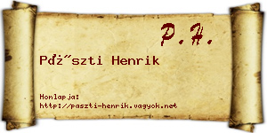 Pászti Henrik névjegykártya